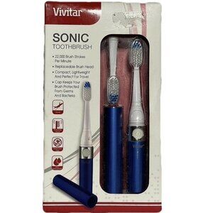 Vivitar Sonic Travel Toothbrush VIV-1001-BLU  22000 Brush Strokes Compact & Ligh